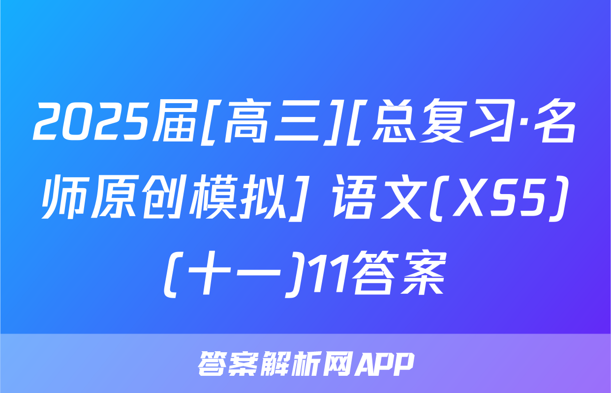 2025届[高三][总复习·名师原创模拟] 语文(XS5)(十一)11答案