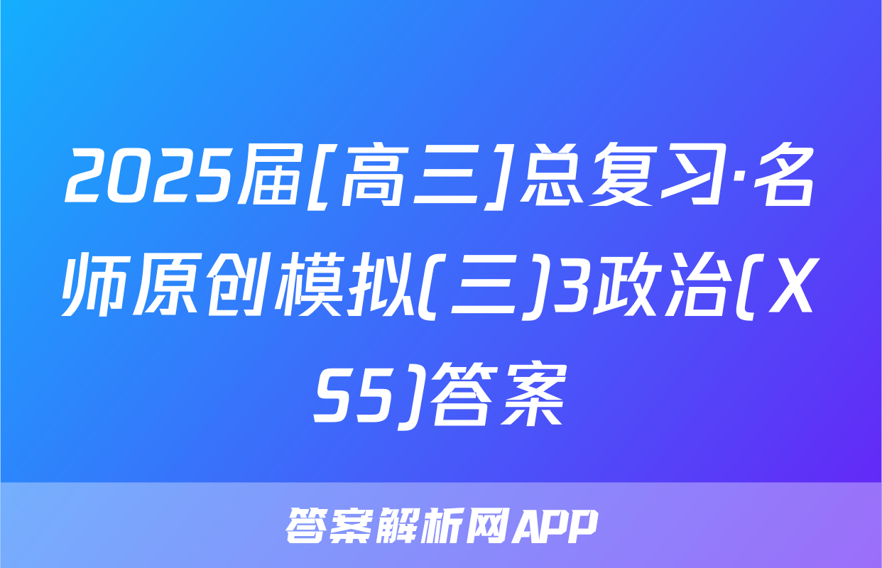 2025届[高三]总复习·名师原创模拟(三)3政治(XS5)答案
