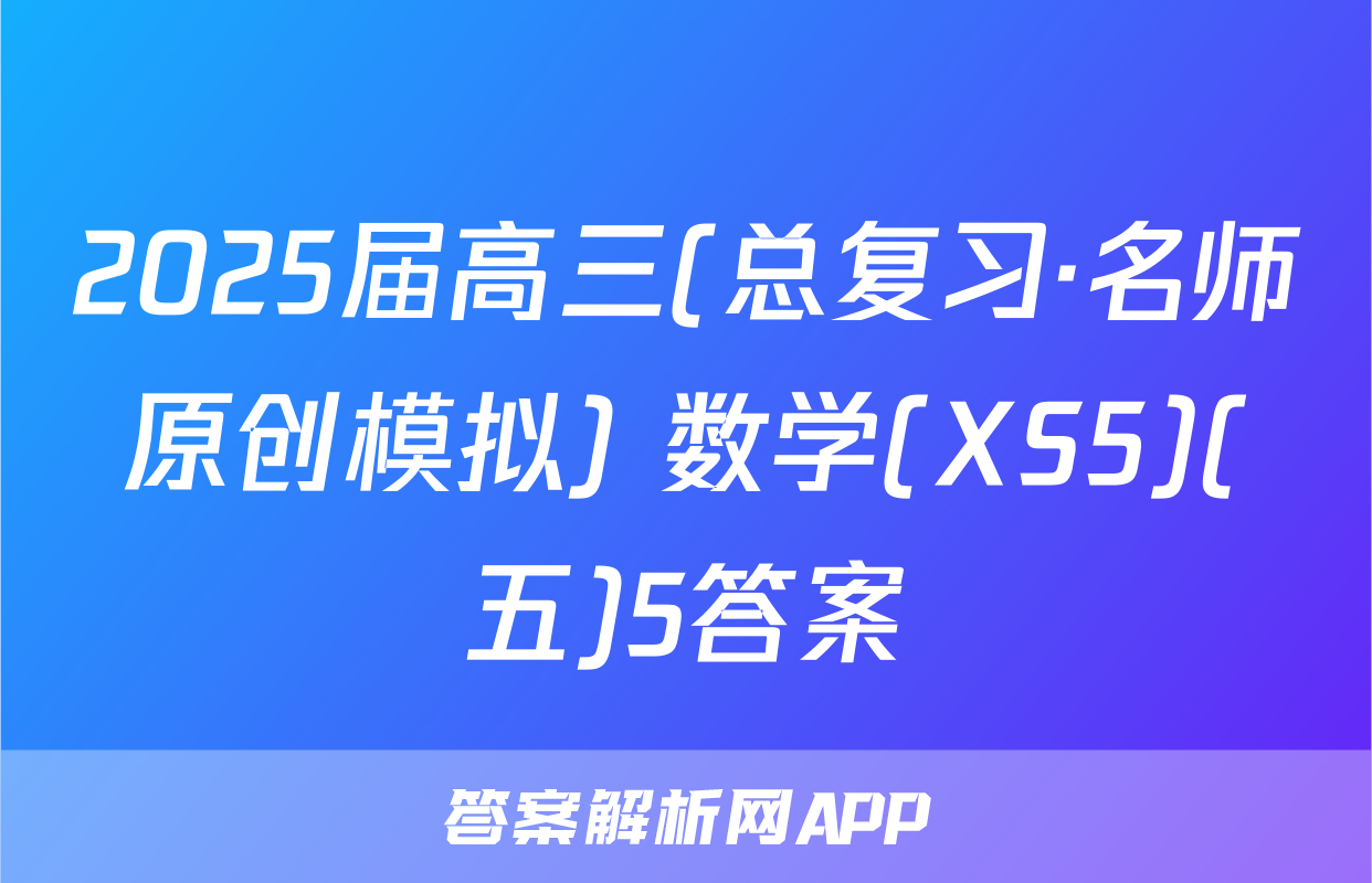 2025届高三(总复习·名师原创模拟) 数学(XS5)(五)5答案