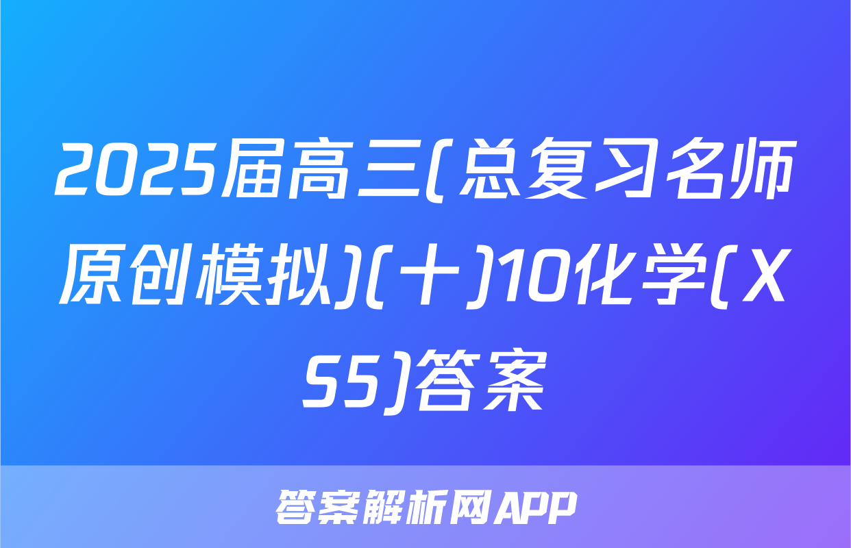 2025届高三(总复习名师原创模拟)(十)10化学(XS5)答案