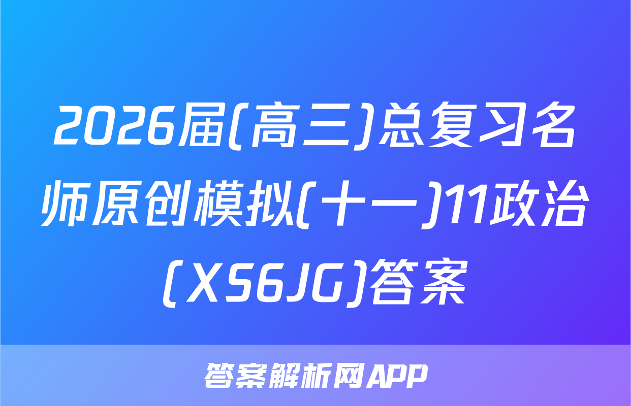 2026届(高三)总复习名师原创模拟(十一)11政治(XS6JG)答案