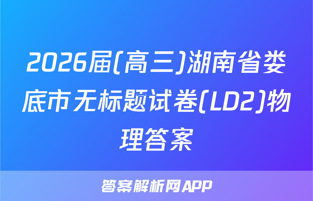 2026届(高三)湖南省娄底市无标题试卷(LD2)物理答案