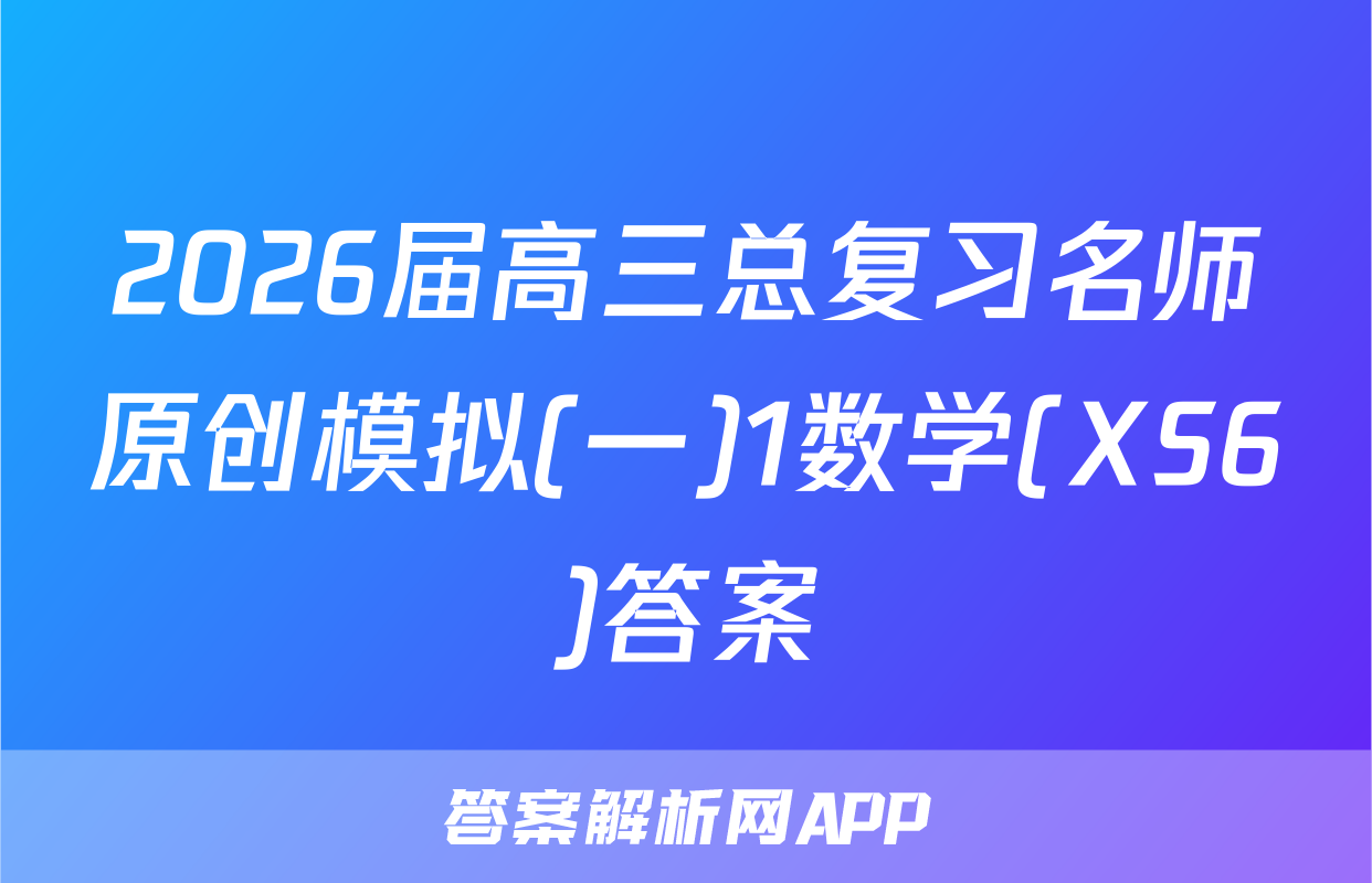 2026届高三总复习名师原创模拟(一)1数学(XS6)答案